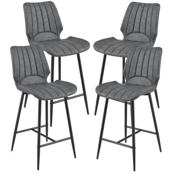 [en.casa] Set de 4 Tabourets de Bar Lot de Tabourets de Cuisine Cuir Suédé Imité Métal Gris Foncé 102,5 cm x 46,5 cm x 51 cm