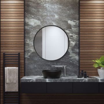 Miroir mural Modugno rond diamètre 40 cm noir [en.casa]