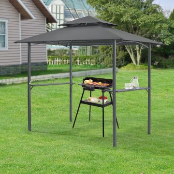 Tonnelle de Barbecue Parga 250 x 241 x 151 cm Anthracite Gris Foncé [en.casa]