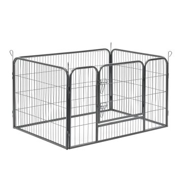 Enclos Parc pour Animaux avec Porte 125 x 85 x 70 cm Acier Argenté [pro.tec]