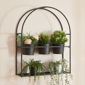 Étagère murale pour plantes Merikarvia métal 65 x 52 x 15 cm noir [en.casa]