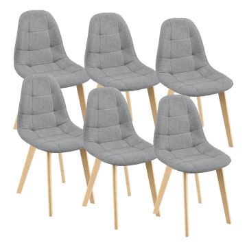 Lot de 6 Chaises de Salle à Manger Kopparberg 86 x 53 x 47 cm Gris Clair [en.casa]