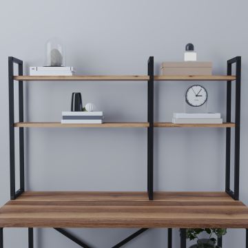 Étagère de bureau Askøy 120 x 20 x 74 cm effet noyer noir [en.casa]