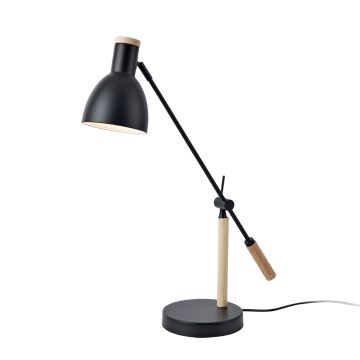 Lampe de table Watford E27 métal bois 67 x 38 x 18 cm noir naturel lux.pro