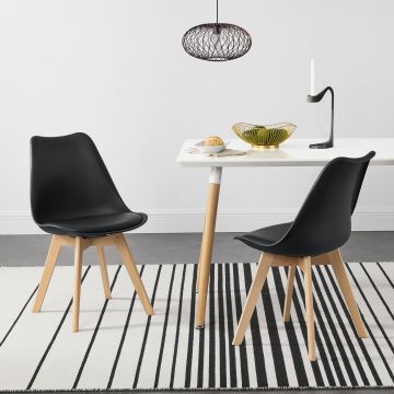 Lot de 2 Chaises de Salle à Manger Fläten Similicuir Hêtre Noir [en.casa] 