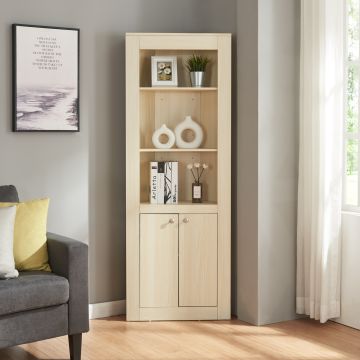 Armoire d'angle Eura avec 2 portes et 5 étagères panneau de particules 170 x 62 x 30 cm effet chêne [en.casa]