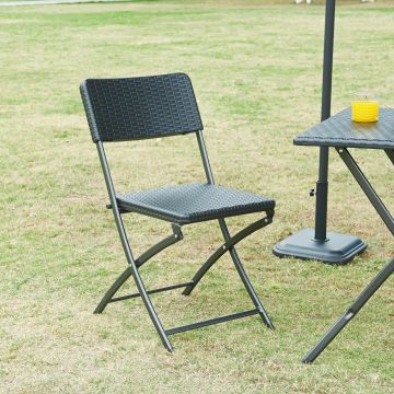 Lot de 2 chaises pliantes Mark 81 x 45 x 58 cm effet rotin noir [en.casa]