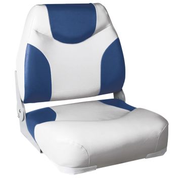 Siège Pilot de Bateau Similicuir Métal Plastique 43x41x50 cm Bleu et Blanc [pro.tec]