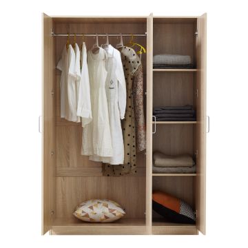 Armoire de chambre Bodolz 4 étagères MDF 176 x 120 x 52 cm effet chêne sonoma [en.casa]