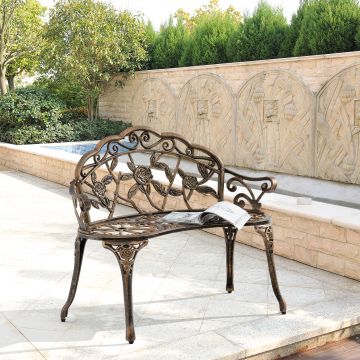 Banc de Jardin Monfalcone Fonte et Aluminium Bronze [casa.pro]