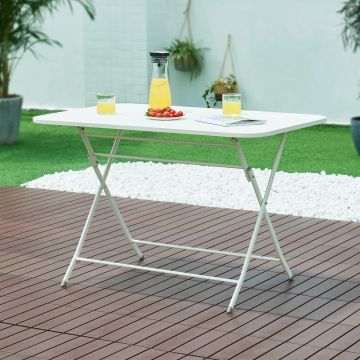 Table de jardin pliante Sande 110 x 70 x 71 cm blanc [en.casa]