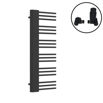 Radiateur sèche-serviettes avec kit de raccordement 80 mm Kviteseid 120 x 50 cm noir [neu.haus]