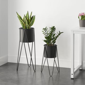 Set de 2 Supports de Plante Hedera Noir [en.casa] 