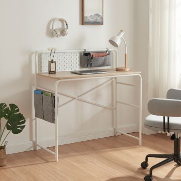 Bureau Dyrøy 98 x 98 x 46 cm blanc effet chêne gris [en.casa]