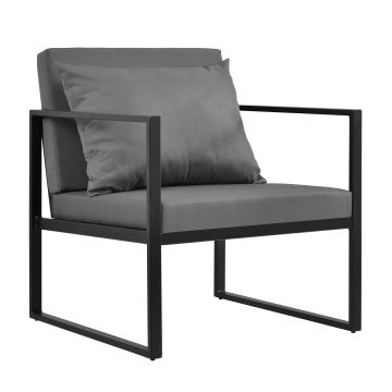 Lot de 2 chaises de jardin Lerum avec coussins gris foncé 70 x 60 x 60 cm noir [casa.pro]