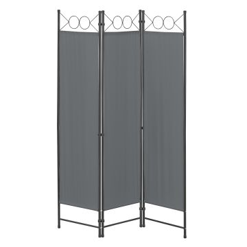 Paravent de Confidentialité à 3 Panneaux Saragossa 171 x 120 cm Gris Foncé [en.casa]