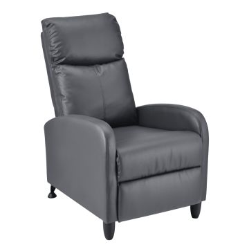 Fauteuil Relaxant Bregenz Inclinable et Repose-Pieds Similicuir Gris [en.casa]