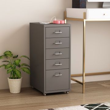 Caisson de bureau Kökar à roulettes avec 5 tiroirs 69 x 28 x 41 cm [en.casa]