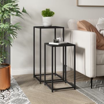 Set de 2 tables d'appoint Åseral de tailles différentes acier noir [en.casa]