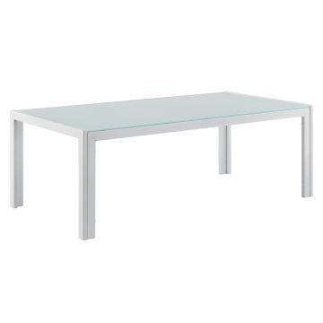 Table basse de jardin Lerum en verre 100 x 50 x 35 cm blanc [casa.pro]