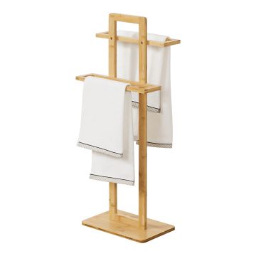 Porte-serviette Træna sur pied 85 x 33,5 x 20 cm bambou [en.casa]