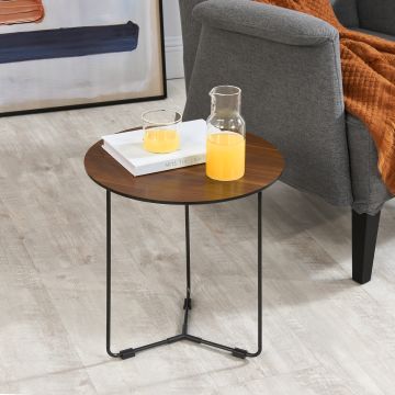 Table d'appoint Böhen 42 x 39,5 cm effet noyer noir [en.casa]