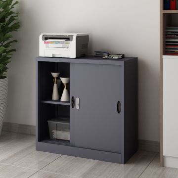 Casier de bureau Rieti acier laqué 90 x 40 x 90 cm gris foncé [en.casa]