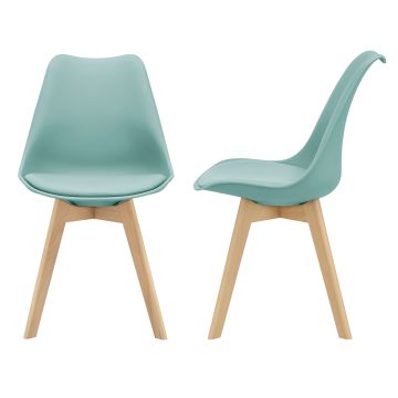 Lot de 2 Chaises de Salle à Manger Fläten Similicuir Hêtre Menthe [en.casa] 