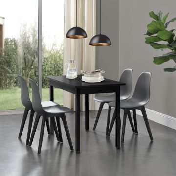 [en.casa] Ensemble de Table à Manger et Chaises Set de Table à Manger et Chaises MDF Placage Acier Revêtu par Poudre Fritté Plastique 120 cm x 60 cm x 75 cm