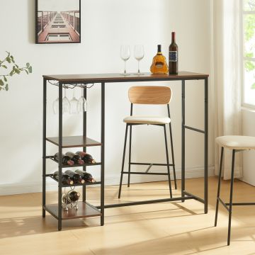 Table de bar Stjørdal 120 x 40 x 105 cm noir effet noyer [en.casa]