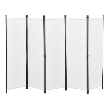 Paravent de Confidentialité à 5 Panneaux Huesca 171 x 250 cm Blanc [en.casa]