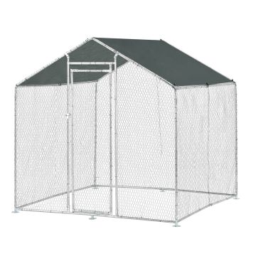 Enclos Extérieur Wels Volière Acier Galvanisé 2 x 2 x 2 m Argent Vert Foncé [pro.tec]