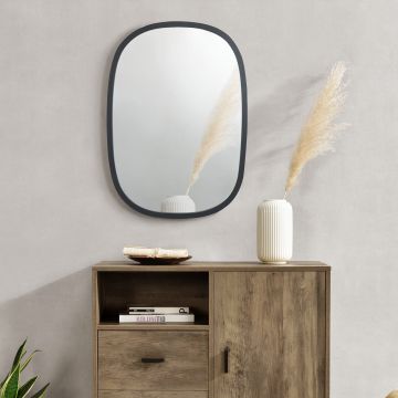 Miroir mural Copertino ovale 70 x 50 cm noir mat [en.casa]