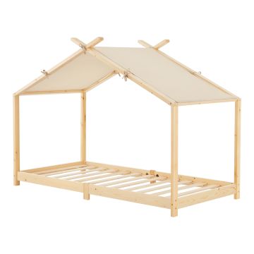 Lit enfant Brome bois de pin 90 x 200 cm naturel beige [en.casa]