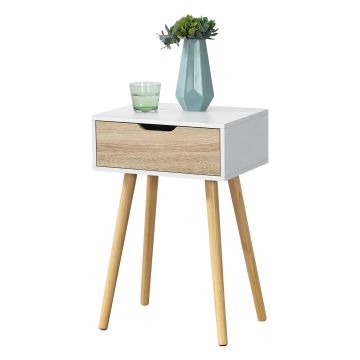 Lot de 2 tables d'appoint Östersund 60 x 40 x 30 cm blanc effet chêne [en.casa]