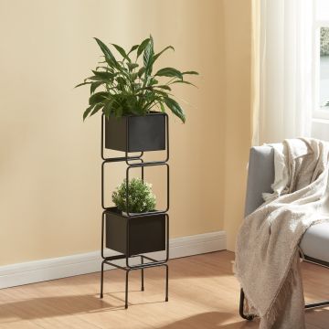 Support pour plantes Sveio métal 76 x 20 x 20 cm noir [en.casa]