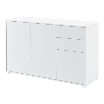 Commode Paarl avec 2 Tiroirs 3 Portes 74 x 117 x 36 cm Blanc Brillant [en.casa]