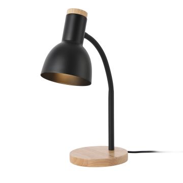 Lampe de table Woodley abat-jour 17 x 12 cm effet bois noir lux.pro