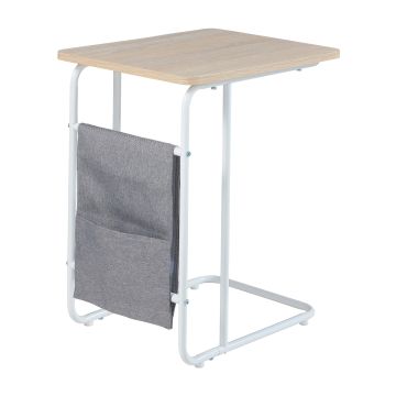 Table pour ordinateur portable Dyrøy 56 x 48 x 37 cm blanc effet chêne gris [en.casa]