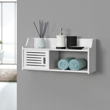 Meuble Mural Norberg pour Salle de Bain à Porte 28 x 62 x 25 cm Blanc [en.casa]