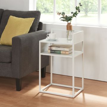 Table d'appoint Riihimäki acier 65 x 40 x 30 cm blanc mat [en.casa]