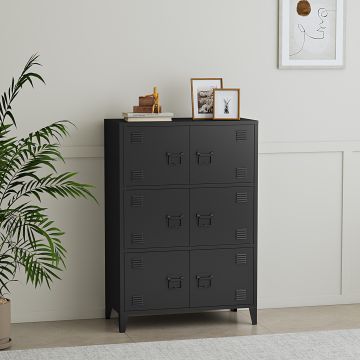 Armoire de bureau métallique Hamina acier 113 x 80 x 40 cm noir [en.casa]