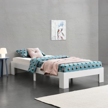 Cadre de Lit Simple Raisio en Pin 90 x 200 cm Blanc [en.casa]