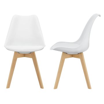 Lot de 2 Chaises de Salle à Manger Fläten Similicuir Hêtre Blanc [en.casa] 