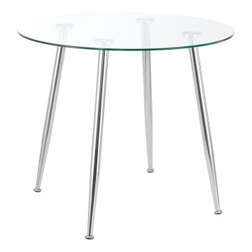 Table de salle à manger ronde Humppila Verre Trempé Acier [en.casa]