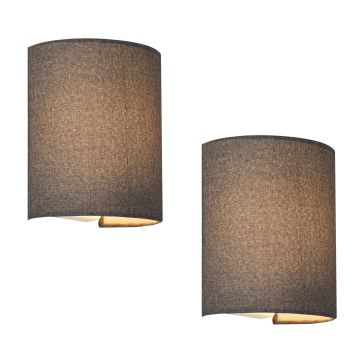 Lampe Murale Brüssel en Forme Demi-Cercle E27 L'abat-jour en Lin 20 x 18 x 13 cm Gris [lux.pro]