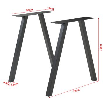 Lot de 2 pieds de table Heustreu acier 72 x 70 cm noir [en.casa]