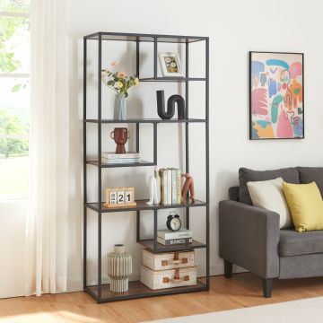 Étagère autoportante Østre 180 x 83 x 34 cm noir effet noyer [en.casa]