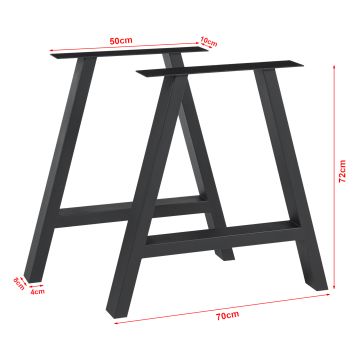 Lot de 2 pieds de table Eschau acier noir [en.casa]