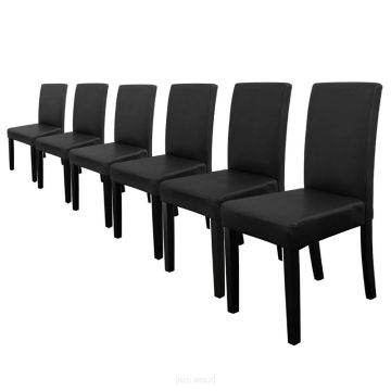 Kit de 6 Chaises Bois Cuir-synthétique 90x42x48 cm noir [en.casa] 